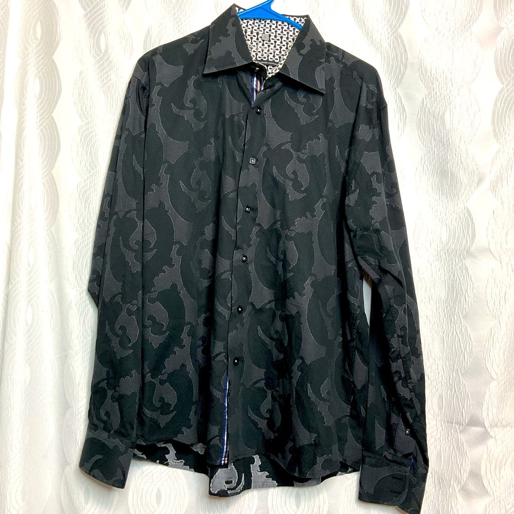 Visconti mens black dress shirt Large